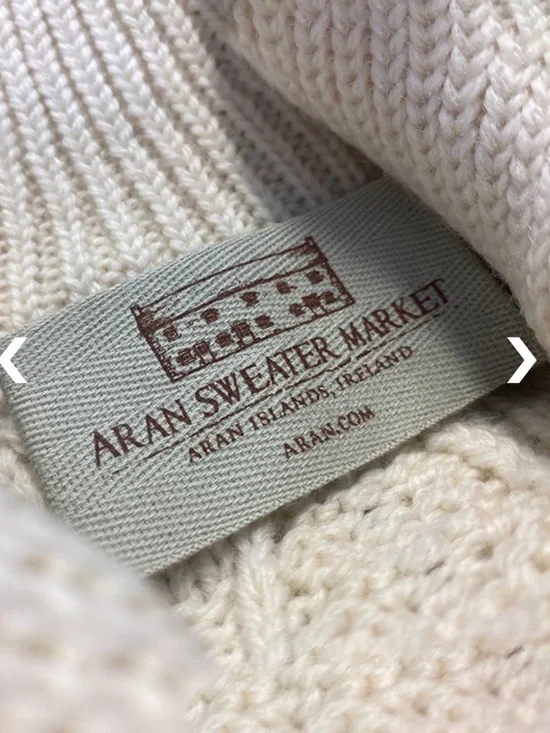 ARAN SWEATER MARKET Irish Knit 100% Wool Cream Cable Knit Half-Zip Sweater - Picture 11 of 14